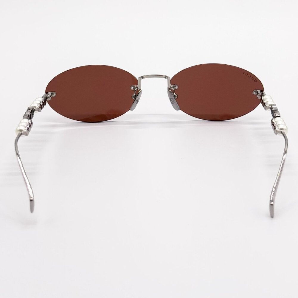 NEW GUCCI SUNGLASSES SILVER WOMEN OVAL EYEWEAR GUCCI GG1922S 002 - Picture 8 of 14